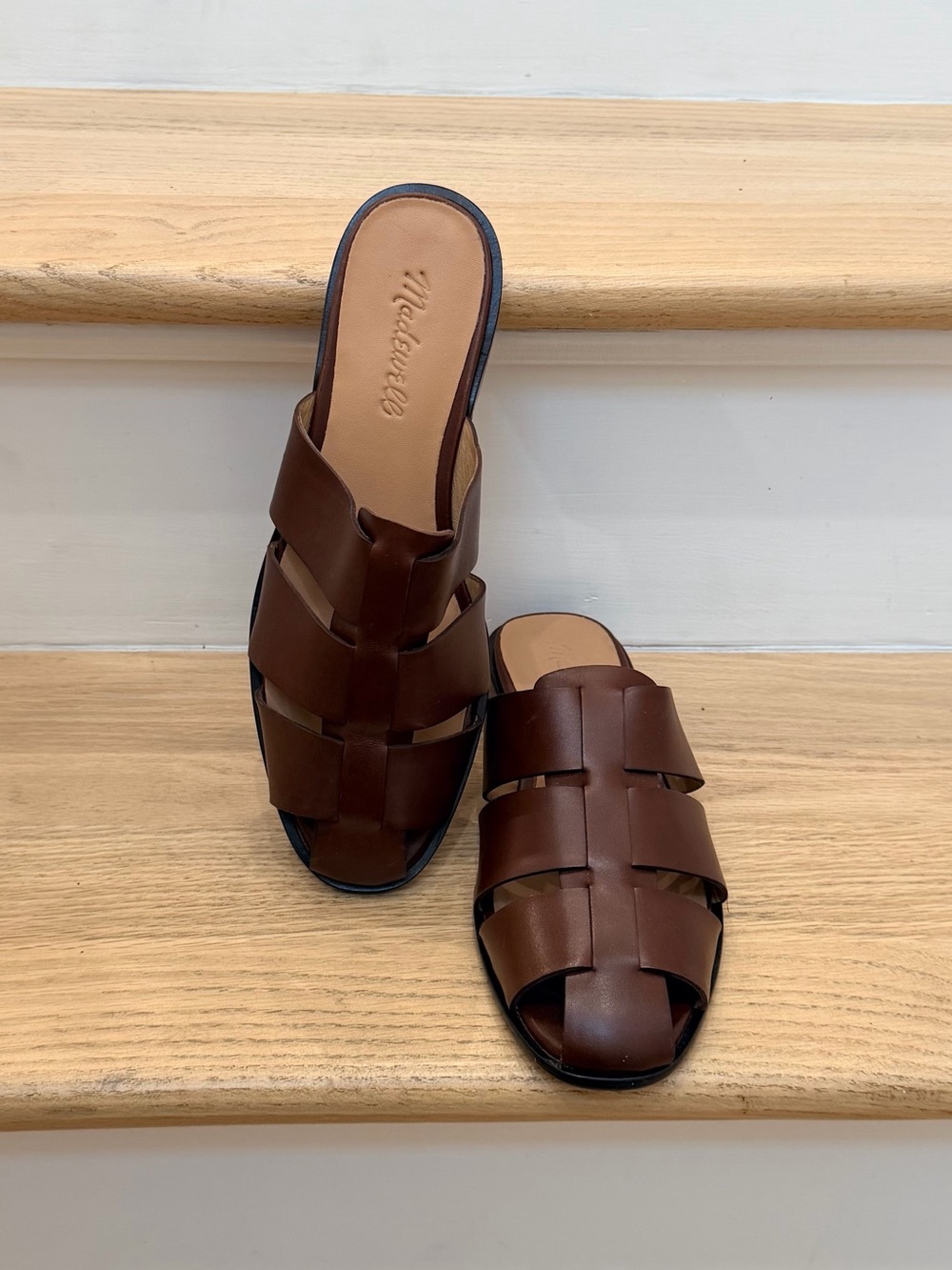 MADEWELL Brown Leather Slide Sandals - Picture 2 of 4